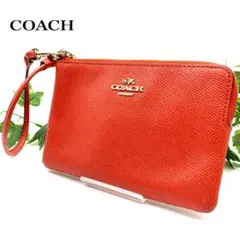 COACH レザー ハンドルポーチ リストレット 57768 オレンジのサムネイル