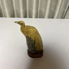 木製 黄色の鳥の置物