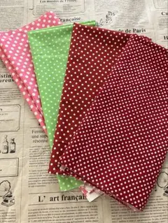 水玉　ドット　ハギレ4枚セット ヴィンテージ生地