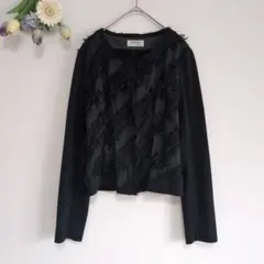 ESTNATIONbis【Fサイズ】ノーカラージャケット 黒　レディーストップスのサムネイル