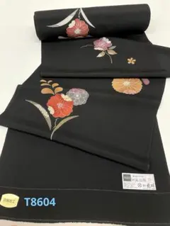 小紋 染の北川 金彩 ちりめん 黒色 正絹 反物