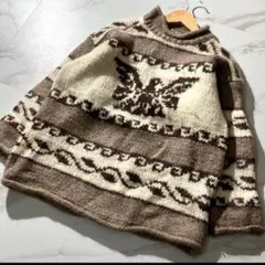 vintageレイウェアーウールニットカウチンニット90sユーロ総柄古着セーター VINTAGE セーター ニット 「ヴィンテージ古着」80-90's SANTANA
