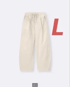 GU コーデュロイバレルレッグイージーパンツ L ナチュラル