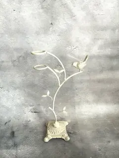 【極美品】アンティーク調 ブーケスタンド 小鳥とリーフ アクセサリースタンド
