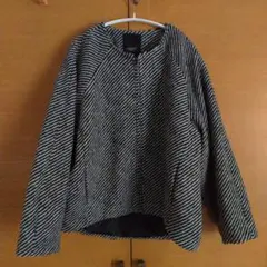 studio CLIP　ノーカラーコクーンコート　ブラック