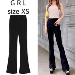 GRL ストレッチフレアパンツ ブラック cu34 xs