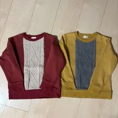 ブランシェス 裏起毛 ケーブルニットデザイン トレーナー 2色セット