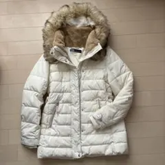 【ZARA 】ホワイト ダウンジャケット ファー付きフード　L〜XL 極暖！