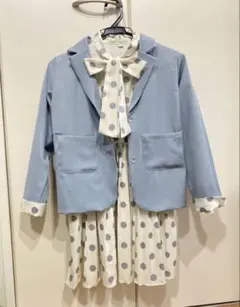 女の子 フォーマル ワンピース 130㎝2点セット入学式発表会水玉　リボンキッズ