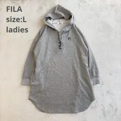 【FILA フィラ】（L）Ｖネックパーカーワンピース プルオーバー　ロング丈