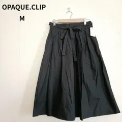 新品OPAQUE.CLIP フレアスカートネイビーM～Lウエストリボン綿100%のサムネイル
