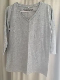 グレー Vネック 五分袖 Tシャツ