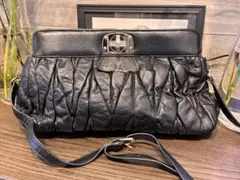 本革 クラッチバッグ ショルダーバッグ 2WAY ブラック 牛革 レザー