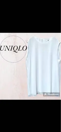 【UNIQLO】春色オフィス　オーバーサイズ　綺麗め　ノースリーブ【L】白