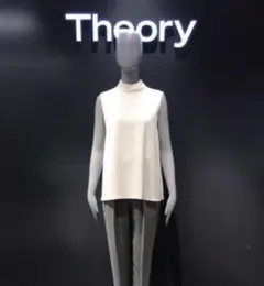 新品 タグ付 theory モックネックノースリーブドレープブラウス Aライン