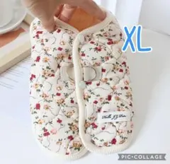 犬服XL 白いお花 防寒ベスト 内側フリース 着る毛布 ハルモニ