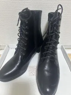 レースアップ ブラックブーツ 24.0 24.5 卒業式　袴用
