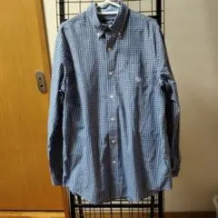 CHAPS ボタンダウンシャツ 青と白チェック