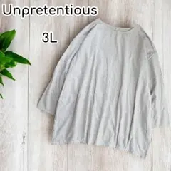 Unpretentious ストライプチュニックブラウス　コットン混　長袖　3L