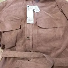 GU ピンク　コーデュロイ 長袖オーバーサイズシャツ M