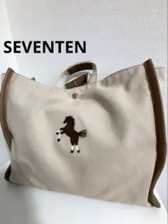 SEVENTEN馬刺繍トートバッグ ピンクベージュ大