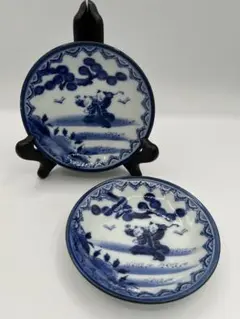 レトロ 有田焼 鍋島 唐子絵柄 小皿 2枚セット