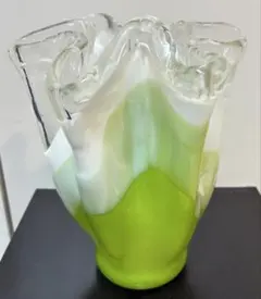 オーロラガラス フラワーベース 花瓶 ミントグリーン レトロ ヴィンテージ オーロラガラス フラワーベース 花瓶 ミントグリーン レトロ