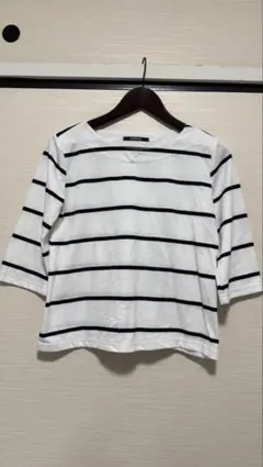 OVOVO ボーダー ボートネック 7分袖 Tシャツ/カットソー Lサイズ相当