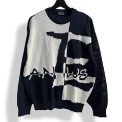 レア シルク混 90s VINTAGE レトロニット 高品質 アート柄 古着