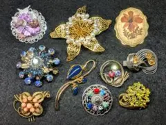 ブローチ 10点 リメイク材料 パーツ取り用 #104-4