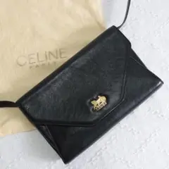 CELINE オールドセリーヌ 馬車ロゴ オールレザーショルダーバッグ ブラックのサムネイル