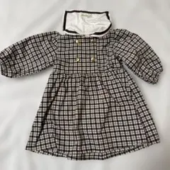チェック柄襟付き　ワンピース　90センチ アプレレクール　長袖　セーラー襟