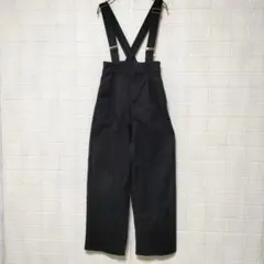 GU ジーユー (XS)　サスペンダー付きストレートパンツ　ブラック