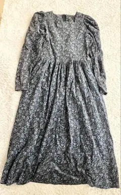 ローラアシュレイ　ヴィンテージ　花柄　コーデュロイ　ロングワンピース　40