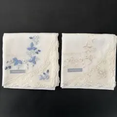 ＊シール付き新品＊ ウェッジウッド レース 大判 ハンカチ 2枚セット 刺繍