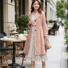 G5753*スナイデル☆山羊革☆本革☆スエードコート☆ピンクベージュ☆サイズ1