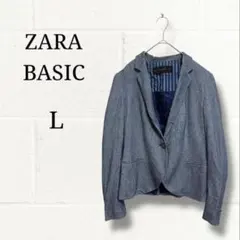 ZARA BASIC ザラベーシック ヘリンボーン風 テーラードジャケット Lのサムネイル