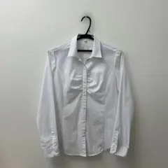 ☆美品☆　胸元ギャザーブラウス　 長袖　ホワイト　M　セシール　事務服　制服のサムネイル