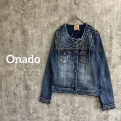 新品♪　Onado　刺繍入デニムジャケット　ビジュー　ダメージ加工　個性的　M