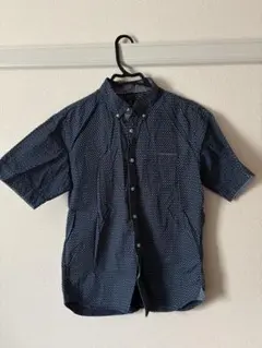 BEAMS HEART 半袖シャツ メンズ ネイビー ドット柄 Lサイズ