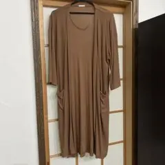 GU ブラウン Mサイズ ロングカーディガン ワンピース 七分袖 美品