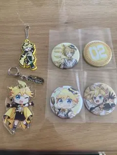 美品 14周年グッズ 鏡音レン キーホルダー＆缶バッジ 6点セット