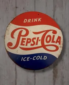 【レア物】PEPSICOLA ペプシコーラ　ブリキ看板 アメリカ雑貨　20cm