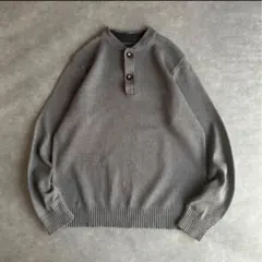 エディーバウアー コットンニット ヘンリーネック 無地セーター