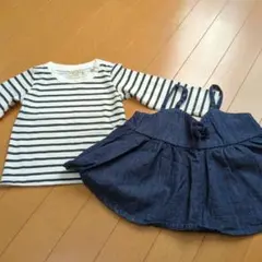 【土日セール】【即購入可】ストライプ長袖トップスセット　90cm ベビー服