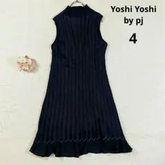 【ヨシヨシバイピージェイ】ノースリーブ ニットワンピース (４) 黒 ミモレ丈
