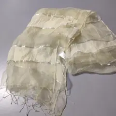 SILK/綿素材、淡いイエローシフォンロングスカーフ