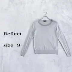 ...Reflect ビーズ装飾 クルーネック ニット 9号ライトグレー