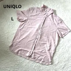 ユニクロ レーヨンエアリーブラウスシャツ　ピンク 半袖シャツ 透け感　カジュアル