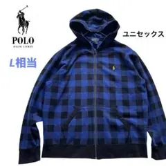 90s 美品　ポロラルフローレン チェック柄 パーカー L相当 ワイド＆ボックス